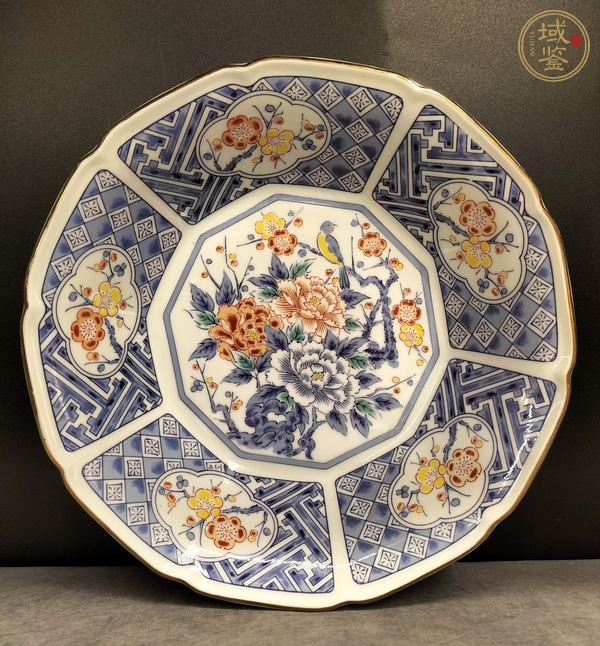 古玩陶瓷青花加彩花口碗真品鑒賞圖