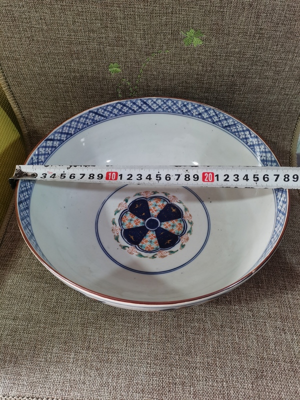 古玩陶瓷【大尺寸碗】晚清青花加彩描金大碗拍賣,當前價格2360元
