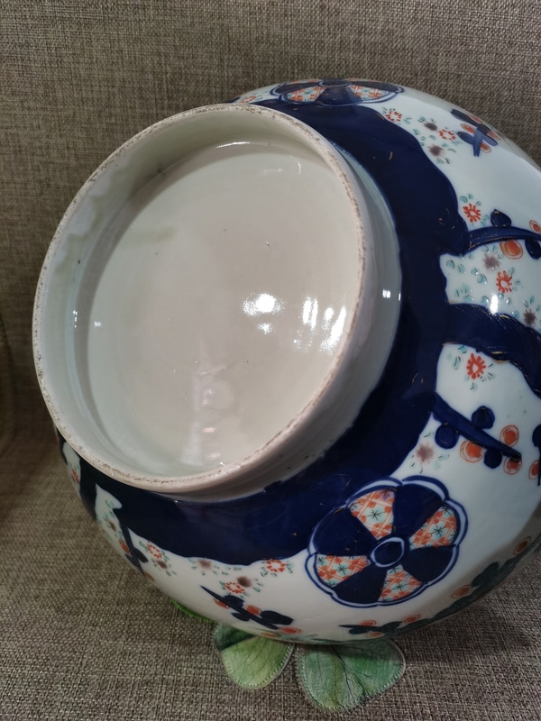 古玩陶瓷【大尺寸碗】晚清青花加彩描金大碗拍賣,當前價格2360元