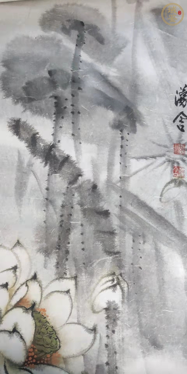 古玩字畫沈濛含荷花圖軸真品鑒賞圖