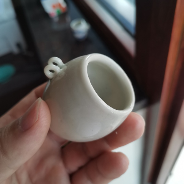 古玩陶瓷晚清:豆青釉鳥食罐拍賣,當前價格680元