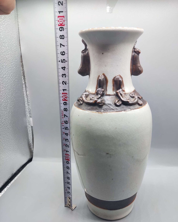 古玩陶瓷哥釉***雙耳瓶拍賣,當前價格399元