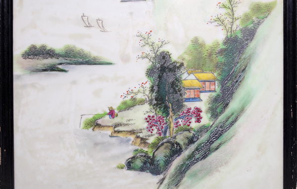 古玩陶瓷珠山名家精品 粉彩風景人物紋瓷板畫(珠山八友風格)拍賣,當前價格7500元