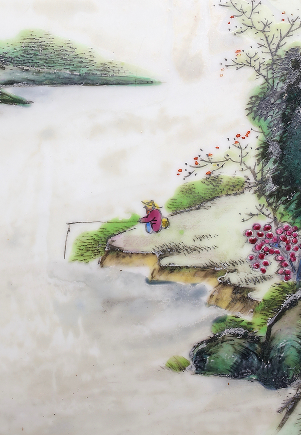 古玩陶瓷珠山名家精品 粉彩風景人物紋瓷板畫(珠山八友風格)拍賣,當前價格7500元