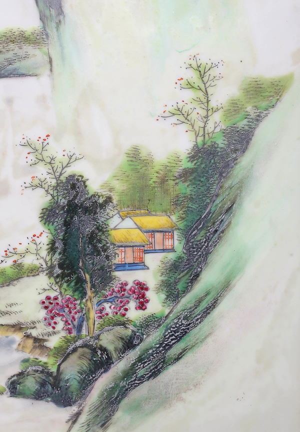 古玩陶瓷珠山名家精品 粉彩風景人物紋瓷板畫(珠山八友風格)拍賣,當前價格7500元