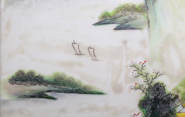 古玩陶瓷珠山名家精品 粉彩風景人物紋瓷板畫(珠山八友風格)拍賣,當前價格7500元