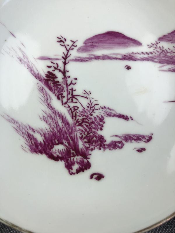 古玩陶瓷胭脂紅山水紋深腹盤拍賣,當(dāng)前價格1200元
