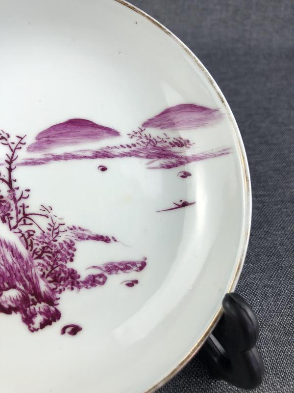 古玩陶瓷胭脂紅山水紋深腹盤拍賣,當(dāng)前價格1200元