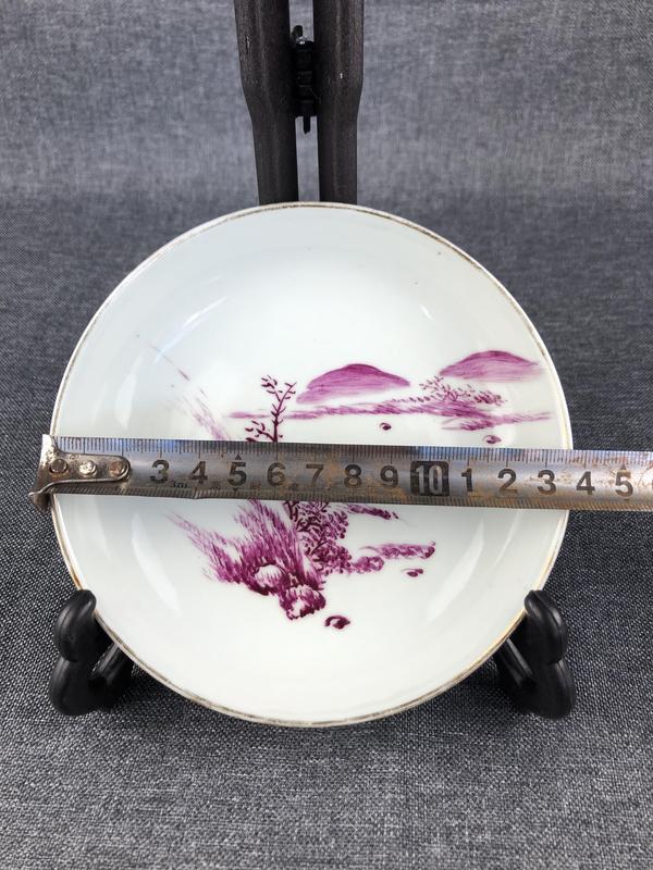 古玩陶瓷胭脂紅山水紋深腹盤拍賣,當(dāng)前價格1200元