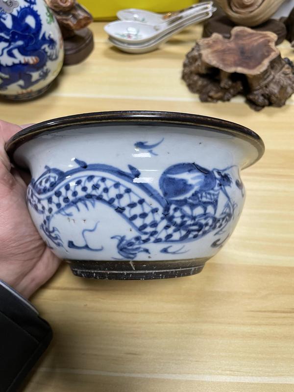 古玩陶瓷清道光 精品青花龍紋香爐（蘇州文物商店庫出）拍賣，當(dāng)前價(jià)格1700元