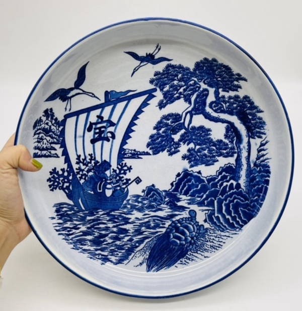古玩陶瓷青花盤拍賣,當(dāng)前價(jià)格398元