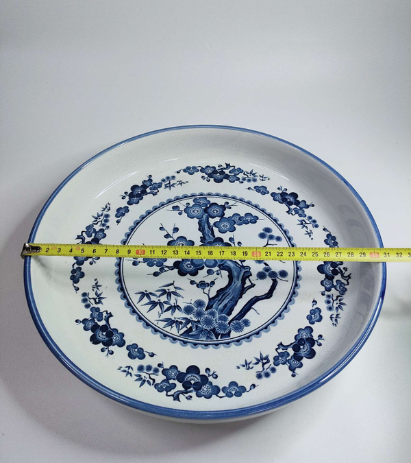 古玩陶瓷花卉紋青花盤拍賣,當前價格450元