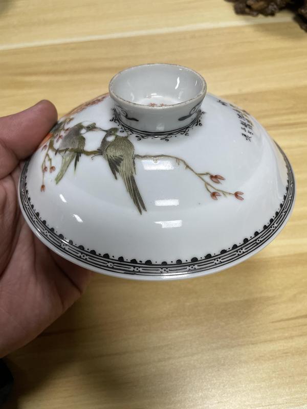古玩陶瓷粉彩花鳥紋蓋子拍賣,當前價格1300元