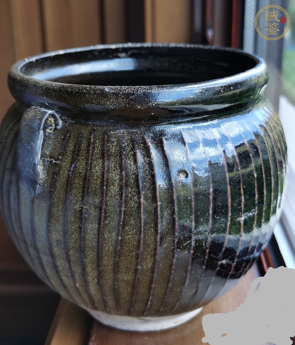 古玩陶瓷宋元·褐釉線條紋雙系罐真品鑒賞圖