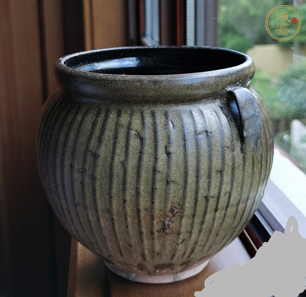 古玩陶瓷宋元·褐釉線條紋雙系罐真品鑒賞圖