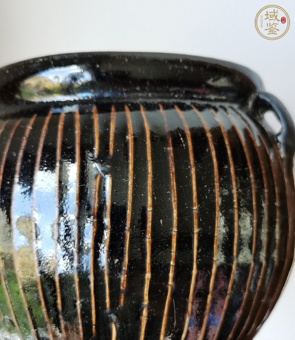古玩陶瓷宋元·褐釉線條紋雙系罐真品鑒賞圖