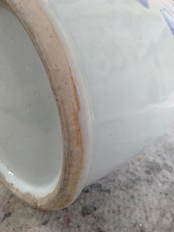 古玩陶瓷清中晚期青花堆白獅耳瓶,人物大瓶子,景德鎮窯口拍賣,當前價格6999元
