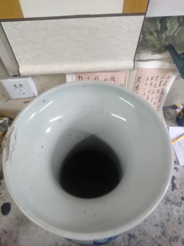古玩陶瓷清中晚期青花堆白獅耳瓶,人物大瓶子,景德鎮窯口拍賣,當前價格6999元