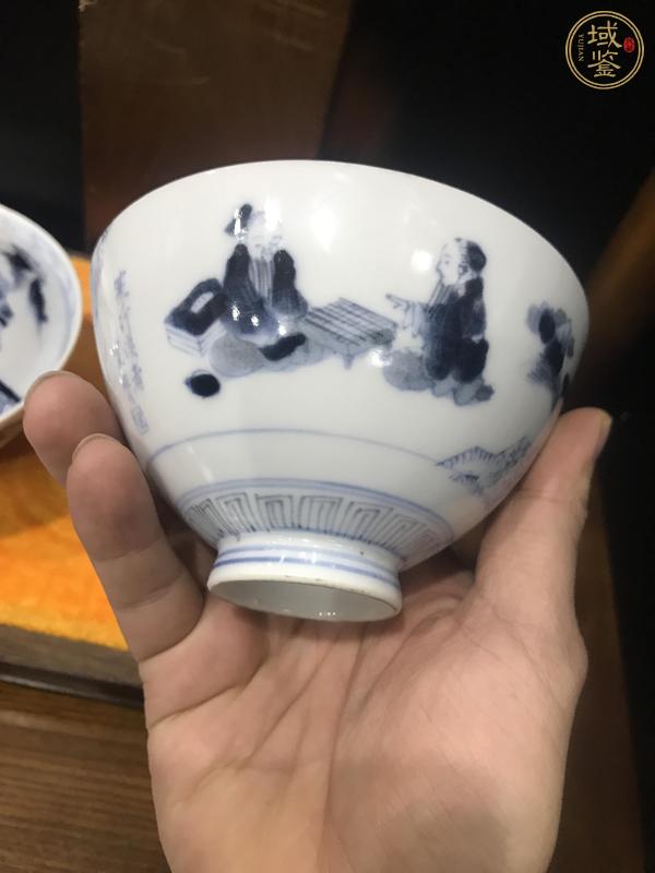 古玩陶瓷青花高士對(duì)弈蓋碗一對(duì) 真品鑒賞圖