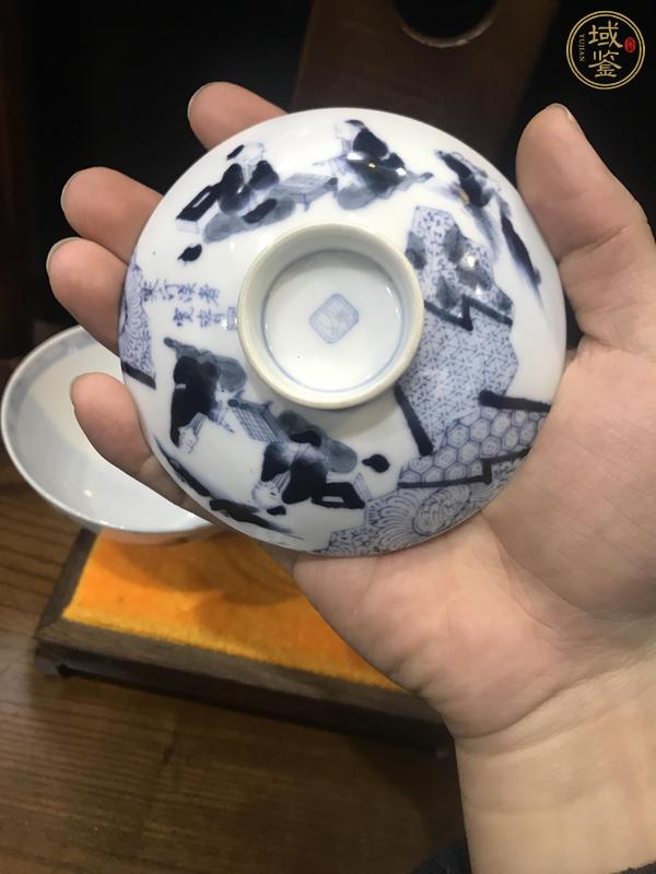 古玩陶瓷青花高士對(duì)弈蓋碗一對(duì) 真品鑒賞圖