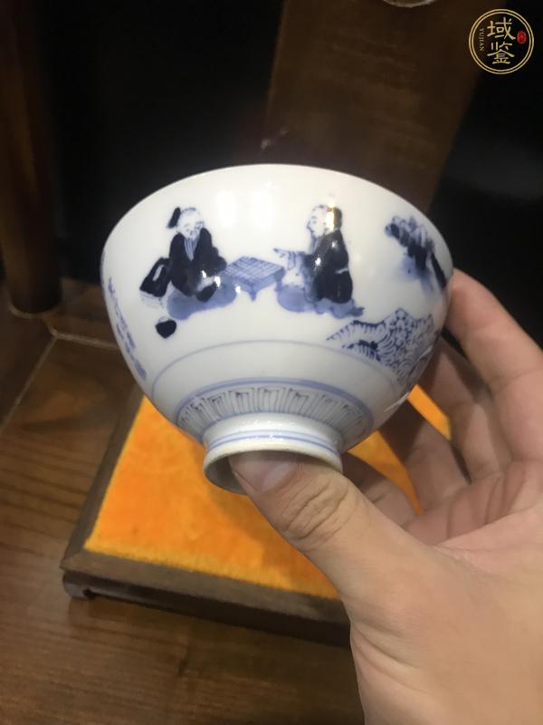 古玩陶瓷青花高士對(duì)弈蓋碗一對(duì) 真品鑒賞圖