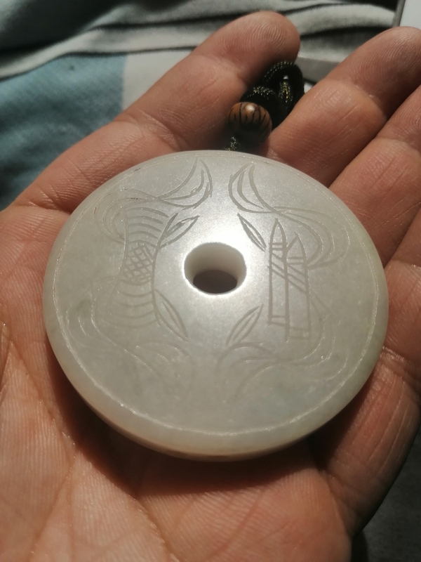古玩玉器天然翡翠花卉紋壁拍賣,當前價格299元