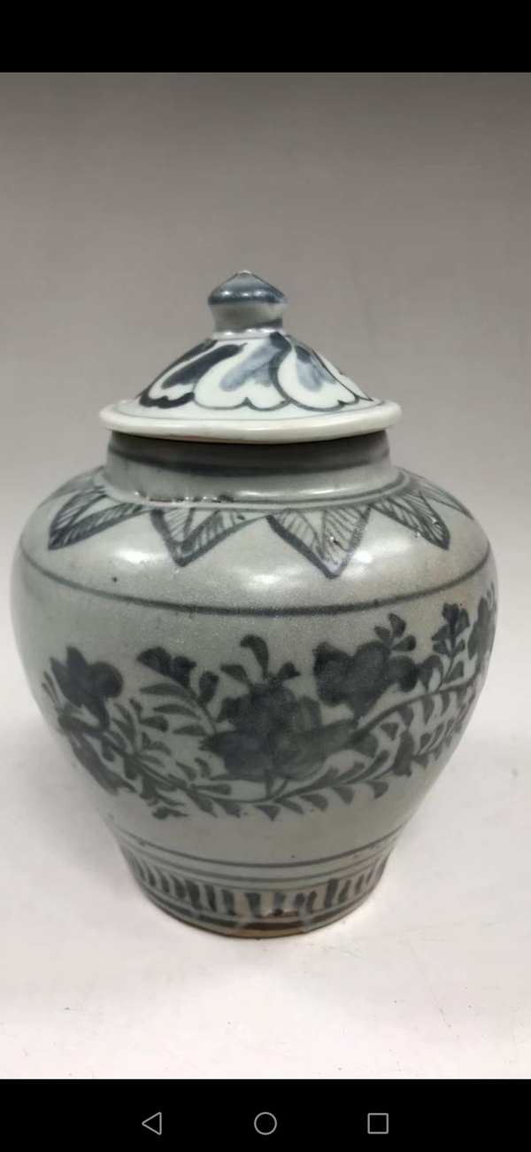 古玩陶瓷青花花卉紋蓋罐拍賣,當前價格5800元