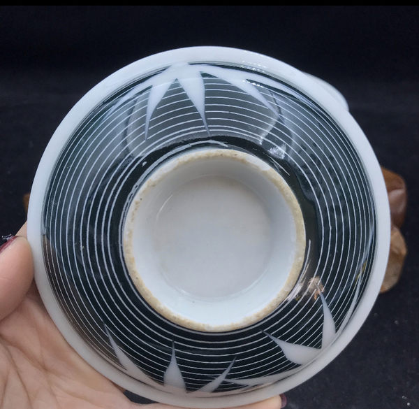古玩陶瓷竹紋蓋碗拍賣,當前價格298元