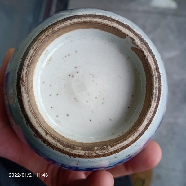 古玩陶瓷清早期花卉紋一把蓮青花罐拍賣,當前價格1888元