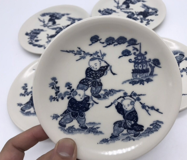 古玩陶瓷嬰戲紋青花盤拍賣,當前價格298元