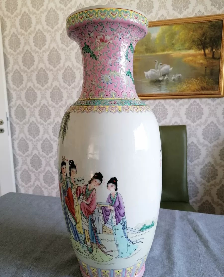 中国花瓶 大清乾隆年制 銘あり亀分堂 - 花瓶・フラワースタンド