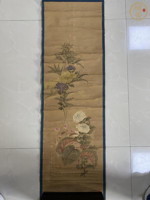 古玩字畫唐素花卉對屏真品鑒賞圖