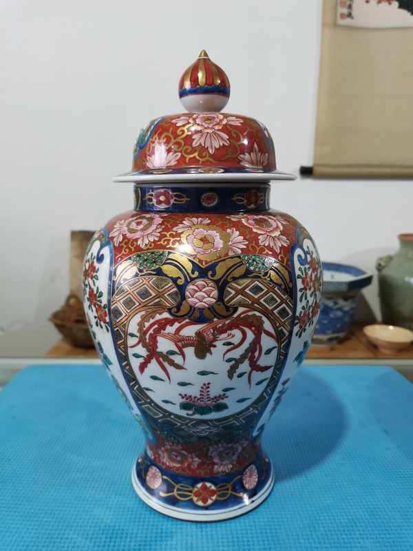 古玩陶瓷【大氣將軍罐】民國青花五彩描金將軍罐拍賣,當前價格5000元