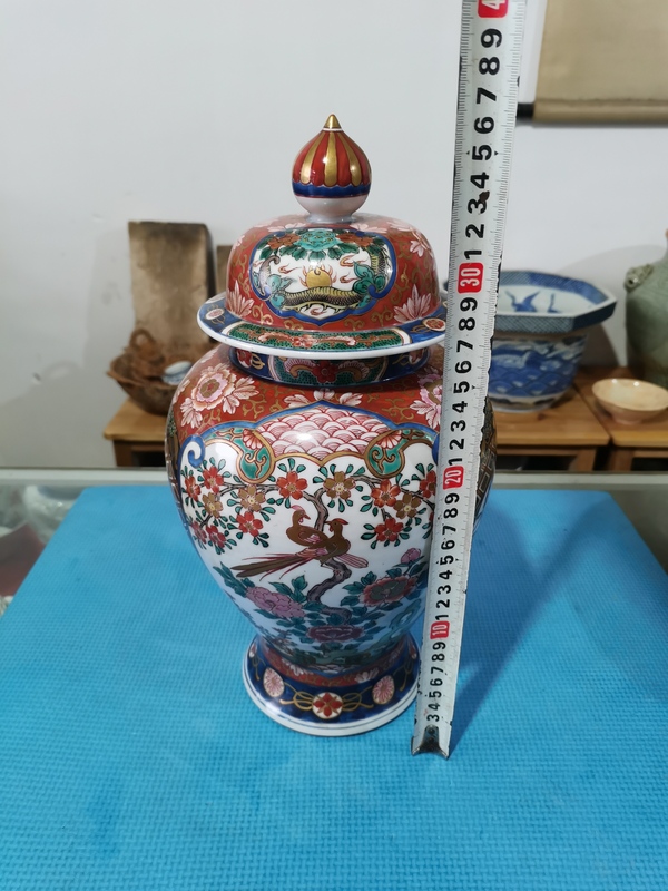 古玩陶瓷【大氣將軍罐】民國青花五彩描金將軍罐拍賣,當前價格5000元