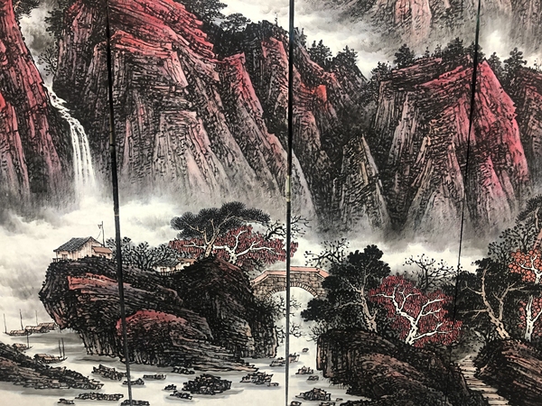 古玩字畫著名畫家張緒洪通景四屏山水拍賣，當(dāng)前價(jià)格2188元