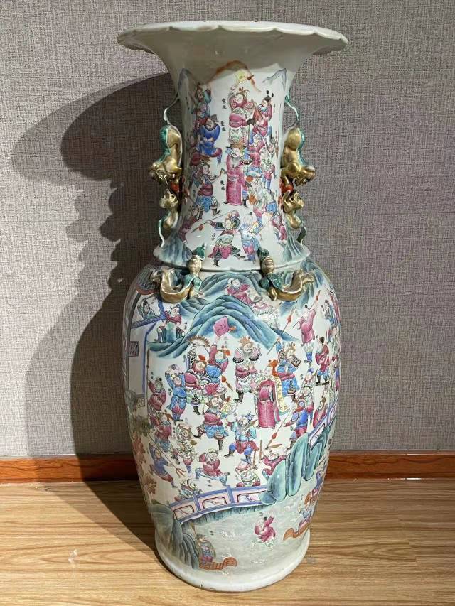 中国古玩 粉彩 人物画 大壺 トヒサエ 東さ5-0510☆-