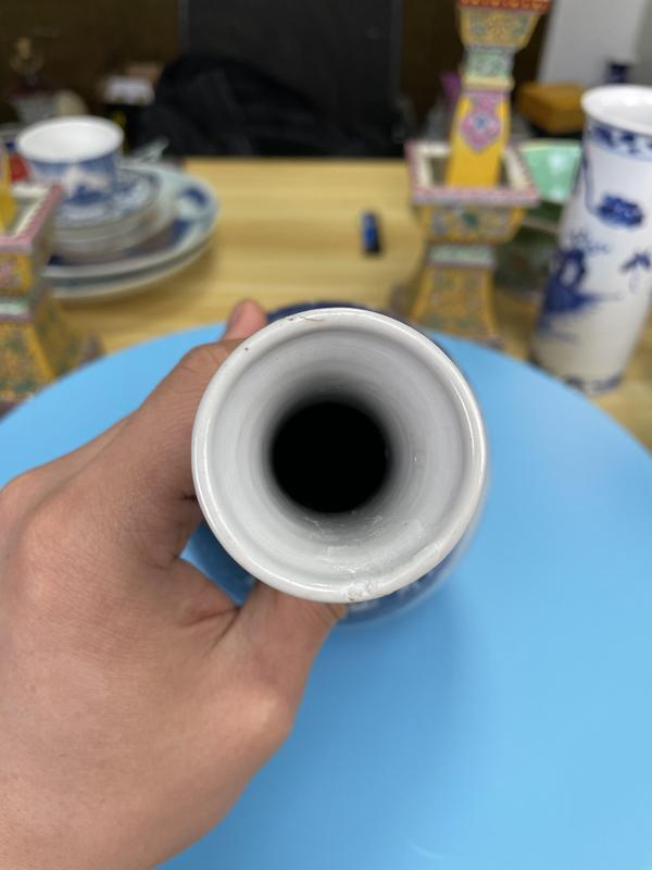 古玩陶瓷清乾隆 精品青花亭臺樓閣山水風景紋瓶拍賣,當前價格4300元