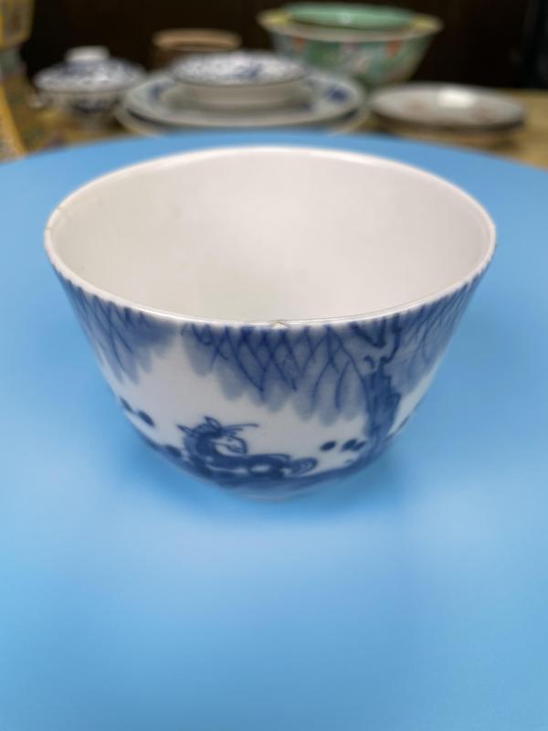 古玩陶瓷清道光 精品青花柳下雙駿壓手杯拍賣，當(dāng)前價(jià)格2100元