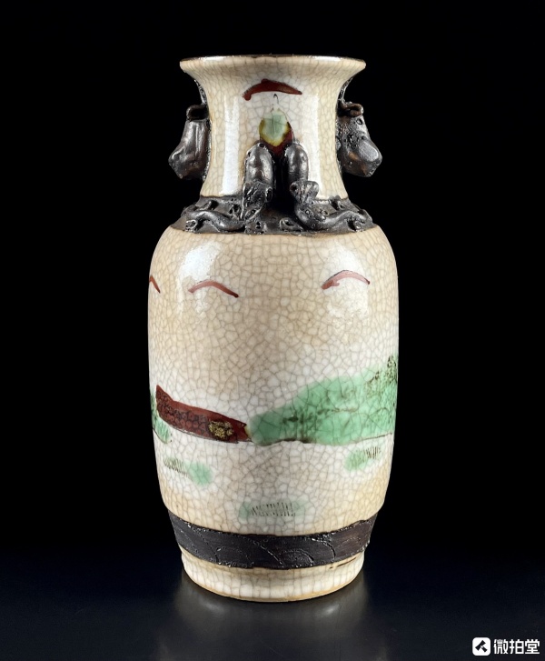 中国古玩原始瓷器古陶器双耳壺漢自然釉灰釉-