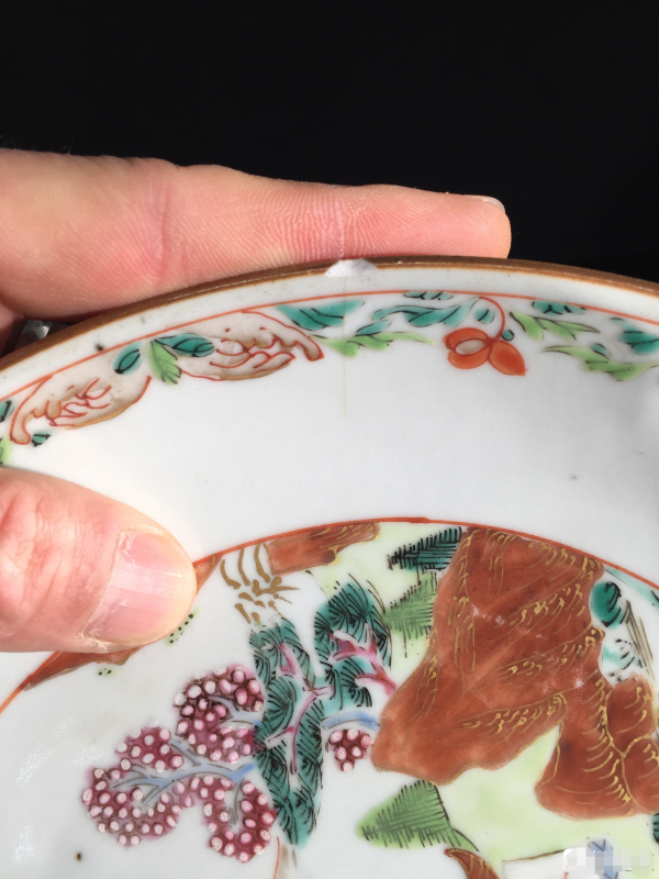 古玩陶瓷清早期山水纹粉彩描金盘拍卖，当前价格1118元