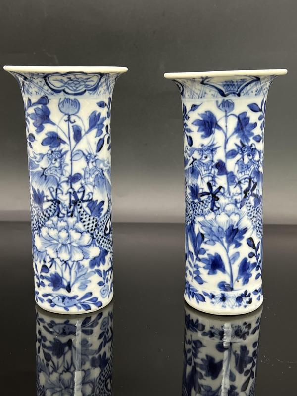 古玩陶瓷花間龍紋青花花插拍賣,當前價格4800元