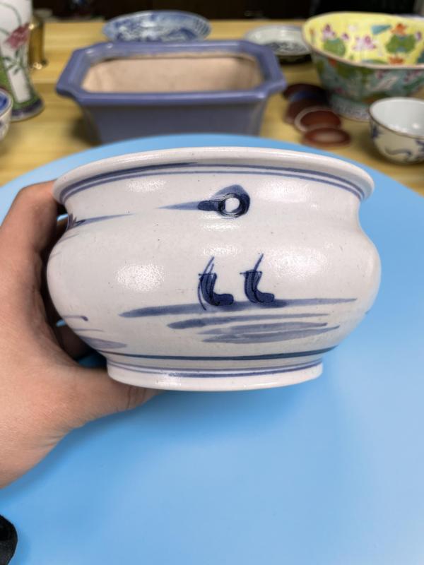 古玩陶瓷清乾隆 精品 青花山水人物紋羅漢爐拍賣,當(dāng)前價(jià)格3500元