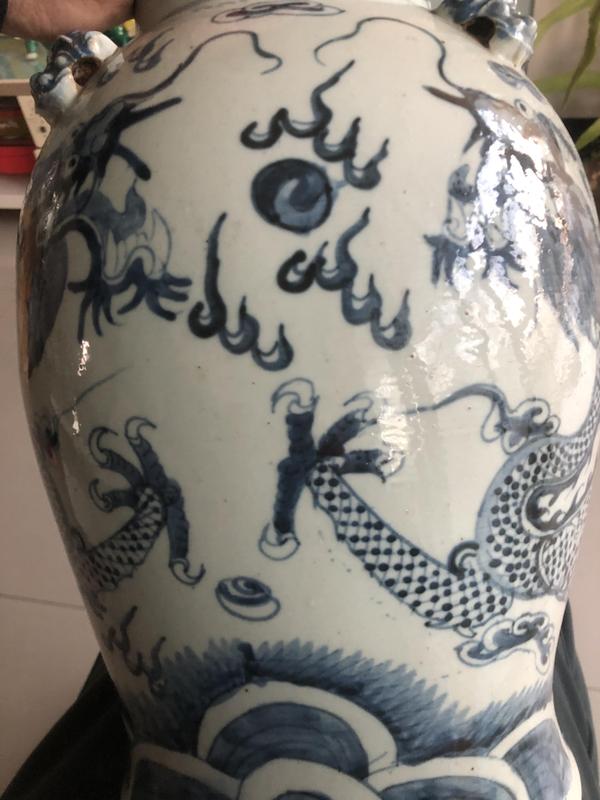 古玩陶瓷龍紋青花四系將軍罐拍賣,當前價格6000元