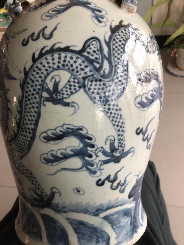 古玩陶瓷龍紋青花四系將軍罐拍賣,當前價格6000元