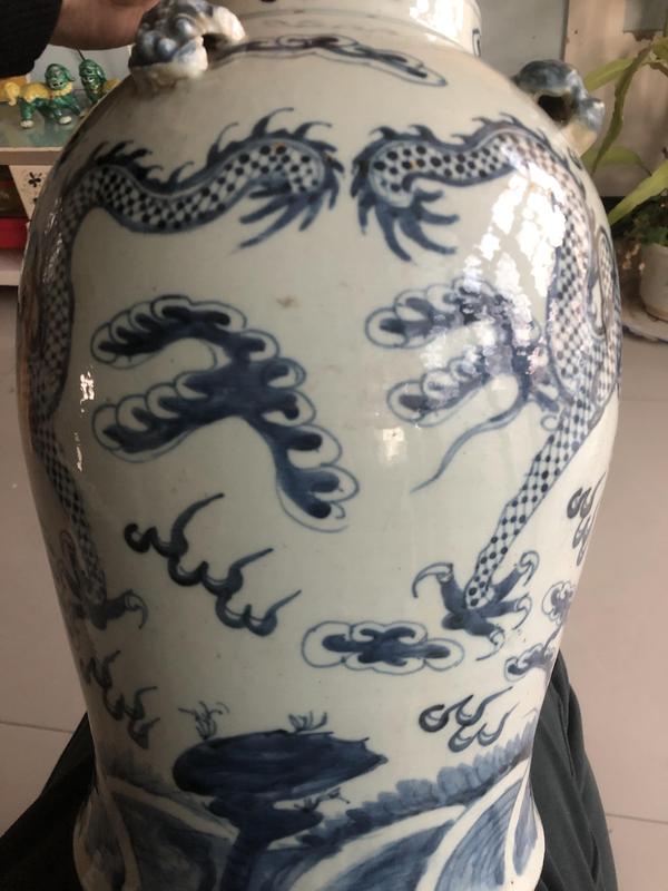 古玩陶瓷龍紋青花四系將軍罐拍賣,當前價格6000元