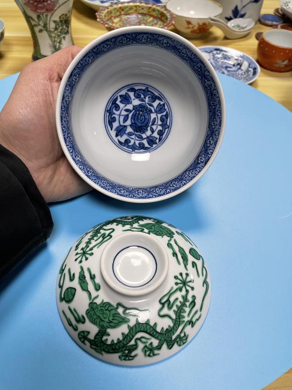 古玩陶瓷精品 青花綠彩龍紋蓋碗（仿明代官窯龍）拍賣，當(dāng)前價(jià)格800元