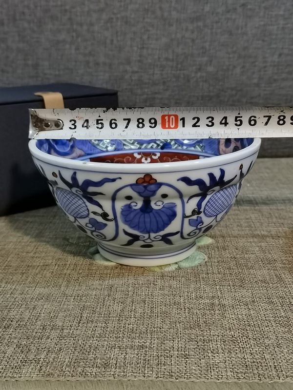 古玩陶瓷【精美大碗】民國青花加彩花卉碗拍賣,當前價格466元