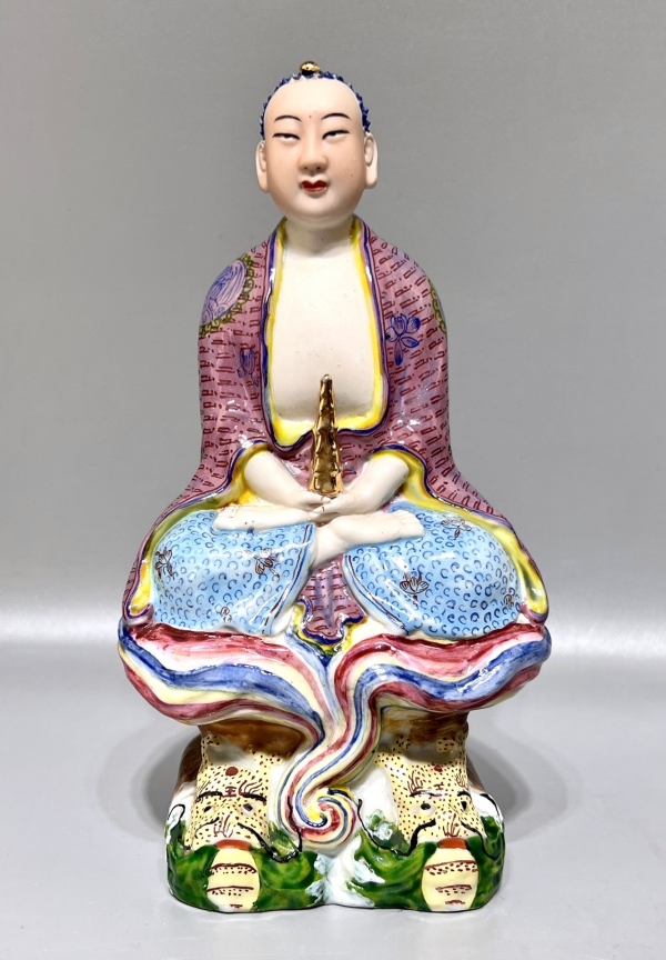 古玩陶瓷民国精品 粉彩道教琉璃光药师佛瓷塑拍卖，当前价格5800元