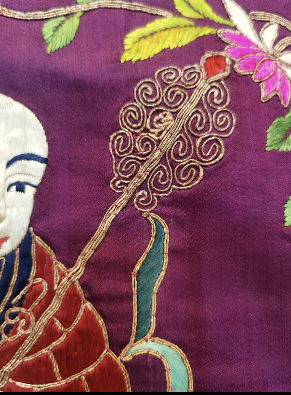 古玩雜項(xiàng)清代刺繡羅漢圖(已裝裱)拍賣，當(dāng)前價(jià)格3000元