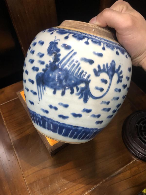 古玩陶瓷(新年放漏中)清-雍乾-雙鳳紋青花罐拍賣,當前價格3024元